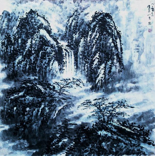 国画山水《气壮山河》(68cm×68cm)